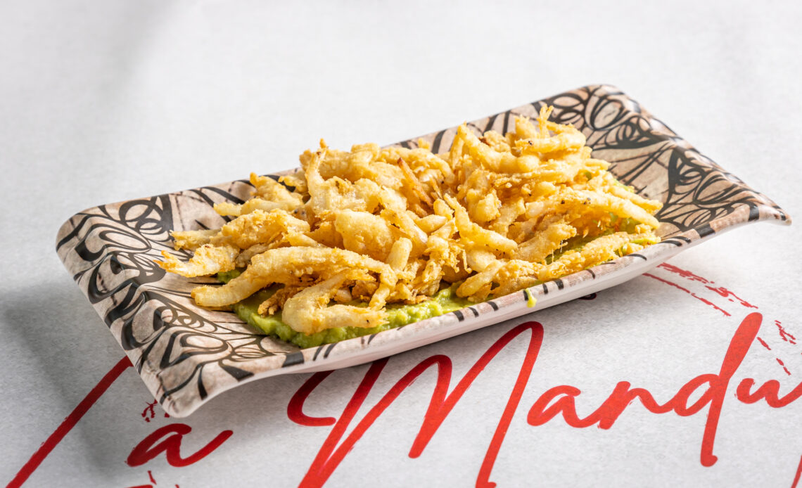 Gambas cristal con guacamole